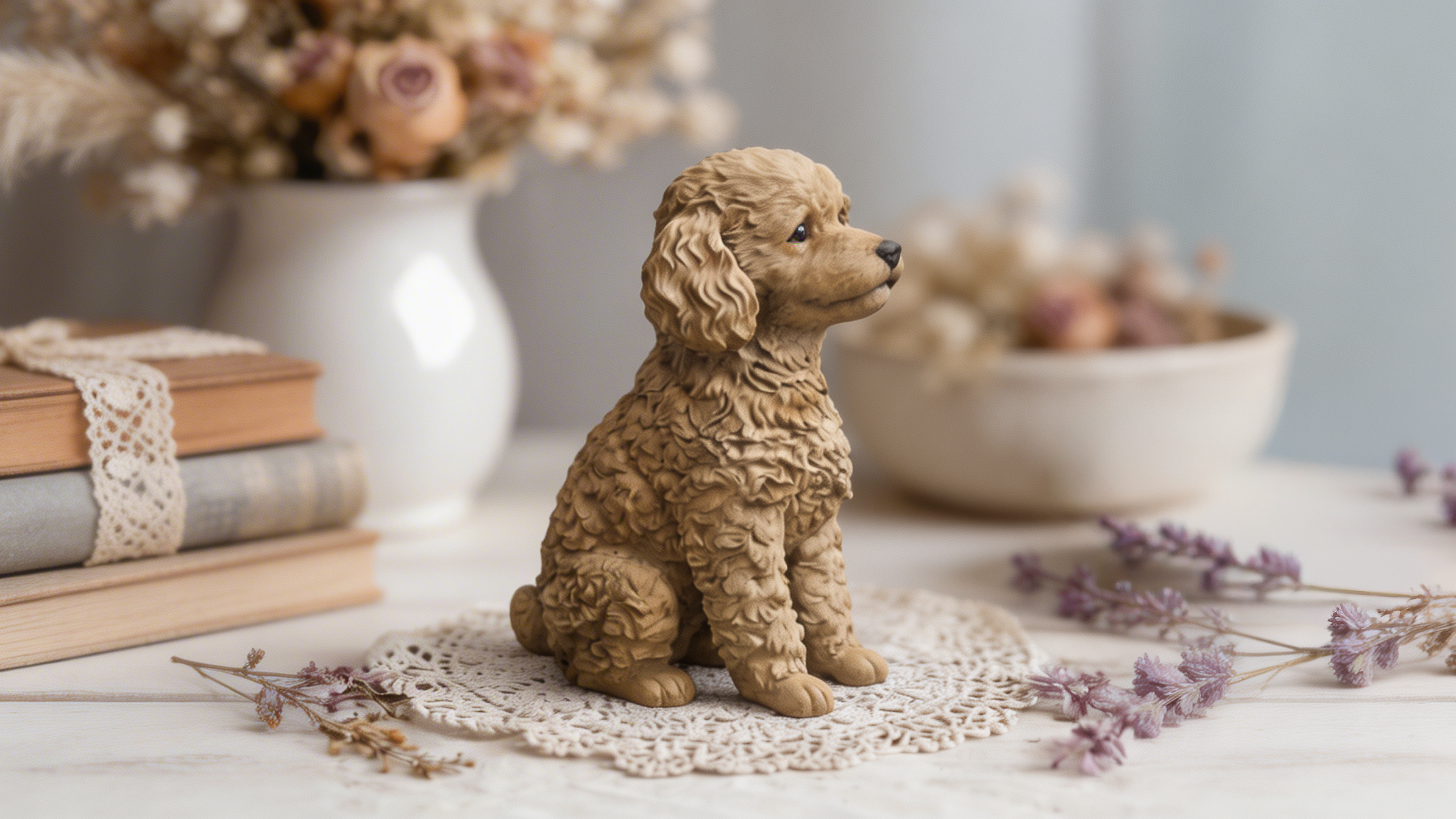 飾られた犬のフィギュア